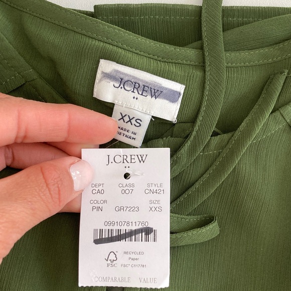 J. Crew Tie-front long-sleeve top XXS Green - Picture 3 of 6